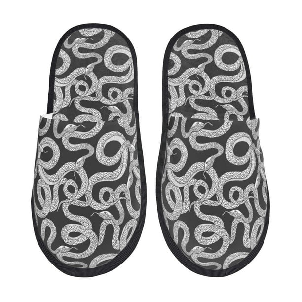 Balery Snake Pantuflas de Casa de Felpa Silenciosas con Diseño Estampado, Zapatillas Cómodas Antideslizantes de Algodón para Interior-Large