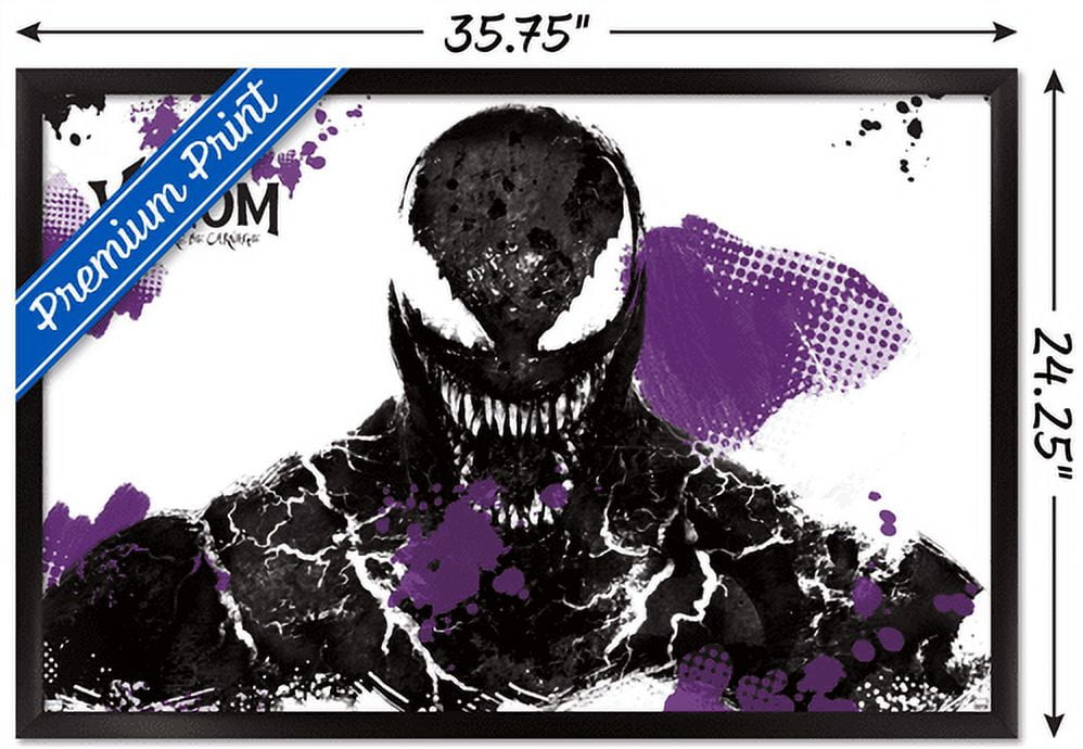 Marvel Venom: Let There be Carnage - Black and Purple Wall Poster, 22.375" x 34", Framed