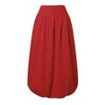 thumbnail image 6 of QATAINLAV Womens Y2k Bubble Maxi Skirts Elastic Waist A Line Long Skirt Solid Casual Ruffle Pleated Midi Dress, Red, XL, Gifts for Mom, 6 of 10