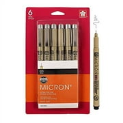 SAKURA Pigma Micron Fineliner Pens - Archival Black Ink Pens - Pens for Writing, Drawing, or Journaling - Black Ink - 005 Point Size - 6 Pack