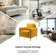 thumbnail image 3 of Velvet Upholstered Club Accent Chair Lounge Armchair Single Sofa Removable Backrest Golden Legs Home Living Room Bedroom Yellow, 3 of 6