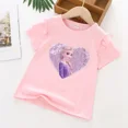 thumbnail image 1 of T-Shirts la reine des neiges Elsa Anna, hauts à paillettes pour enfants, T-Shirts à manches courtes, Costume de dessin animé, vêtements à la mode pour filles, 1 of 4