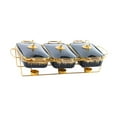 thumbnail image 4 of Plato buffet de plato de roce plato de cacerola premium con tapa de vidrio de lujo con set de calentador de buffet de estante para servir plato para Rayado negro, 4 of 8