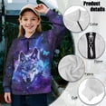 thumbnail image 6 of Uorisanigo Girls Half Zip Cropped Pullover Sweatshirt Purple Galaxy Wolf Long Sleeve Pullover Top Oversized Sweatshirts for Kids Drop Shoulder Jackets Hoodies Fall Clothes, 6 of 7