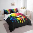 thumbnail image 3 of Manfei Graffiti Lip Twin Bedding Sets 7-Piece for Teen, Rainbow Sequin Print Bedding Comforter Set, Modern Fashion Sheet Sets, Lightweight Room Decor, 3 of 7