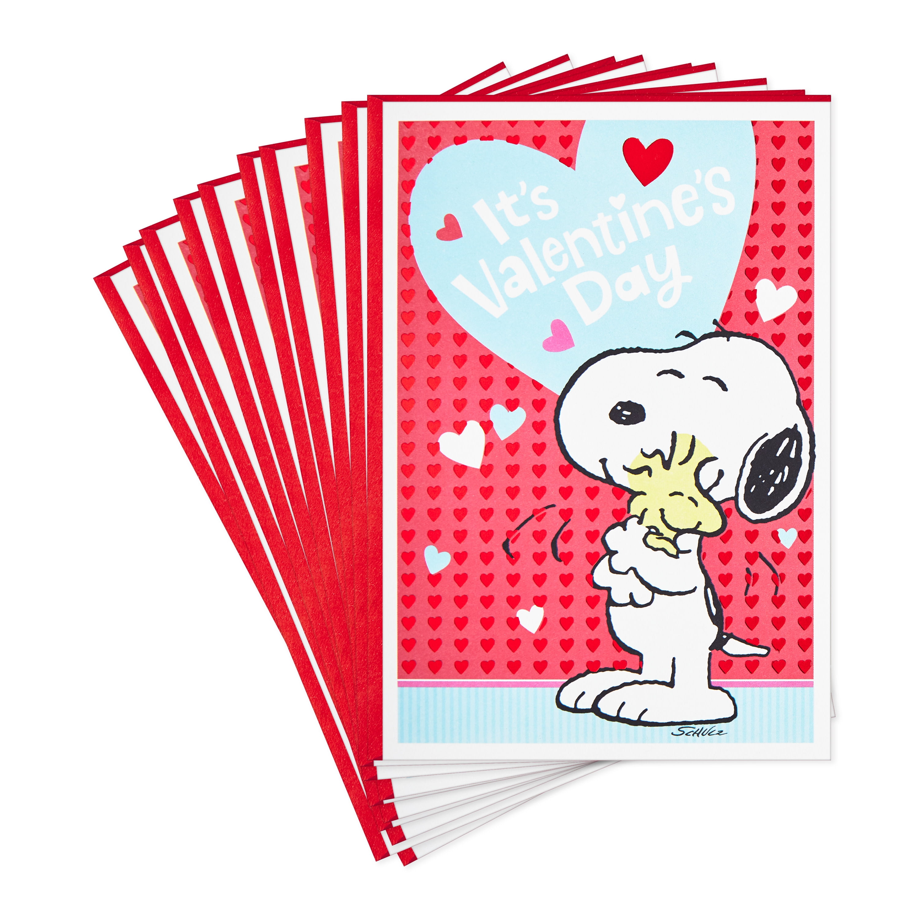 Hallmark Peanuts Valentine's Day Cards, Snoopy and Woodstock Hugs (Pack of 10 Cards with Envelopes)