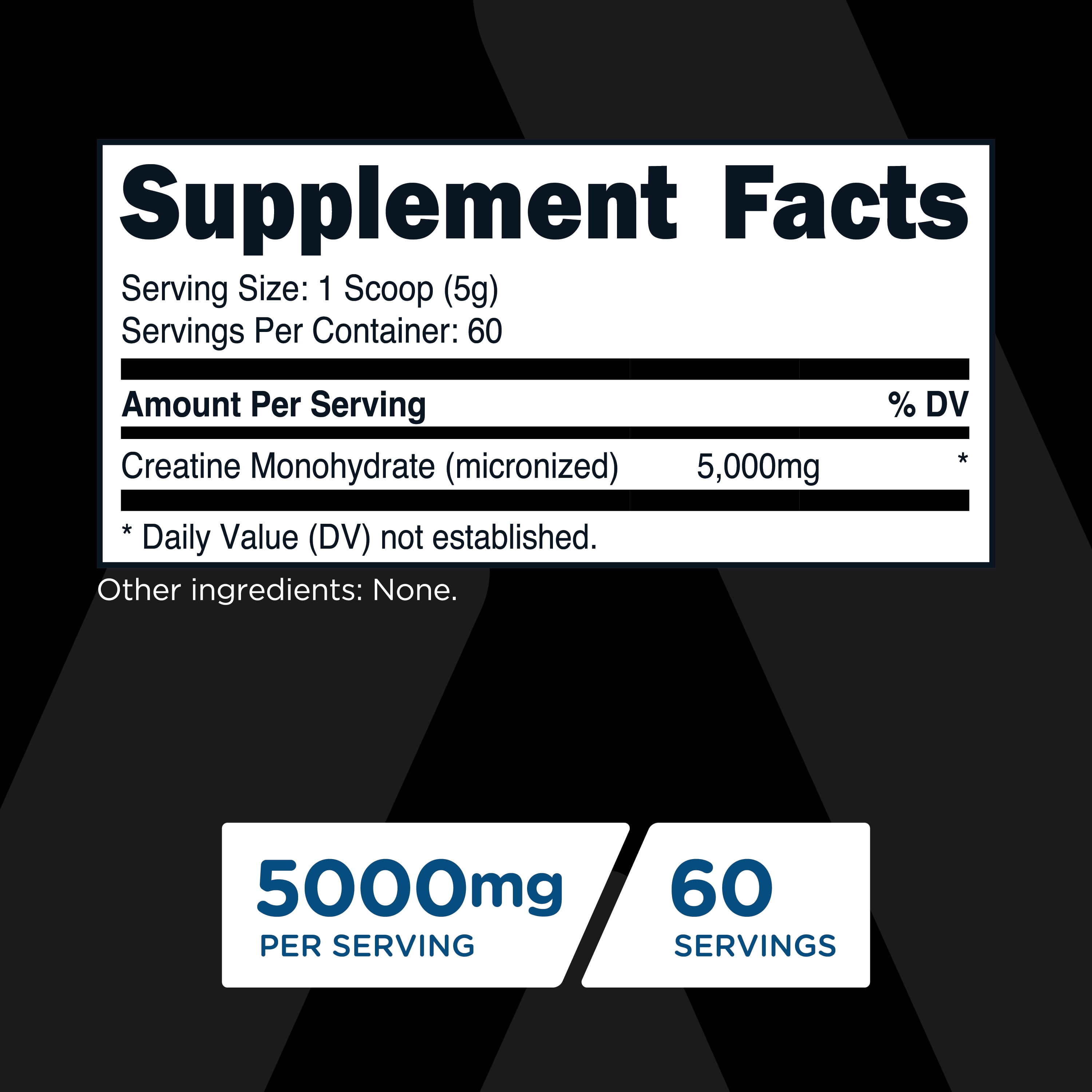 TransformHQ Creatine Monohydrate Powder (60 Servings) Unflavored - 5000mg Per Serving