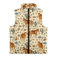 thumbnail image 4 of Xoenoiee Horse Cactus Cowboy Hat Print Girls Boys Vest Jacket Kids Full-Zip Collar Cute Waistcoat Sleeveless Outerwear Soft Jacket with Pockets, 9-10 Years, 4 of 7