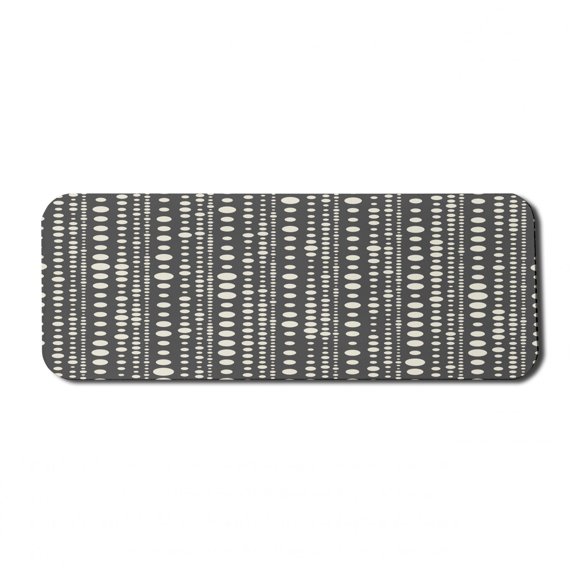 Geometric Computer Mouse Pad, Big Little Circles Background with Round Shaped Oval Rings Mosaic Vintage Pattern, Rectangle Non-Slip Rubber Mousepad Large, 31" x 12", Grey Cream, by Ambesonne