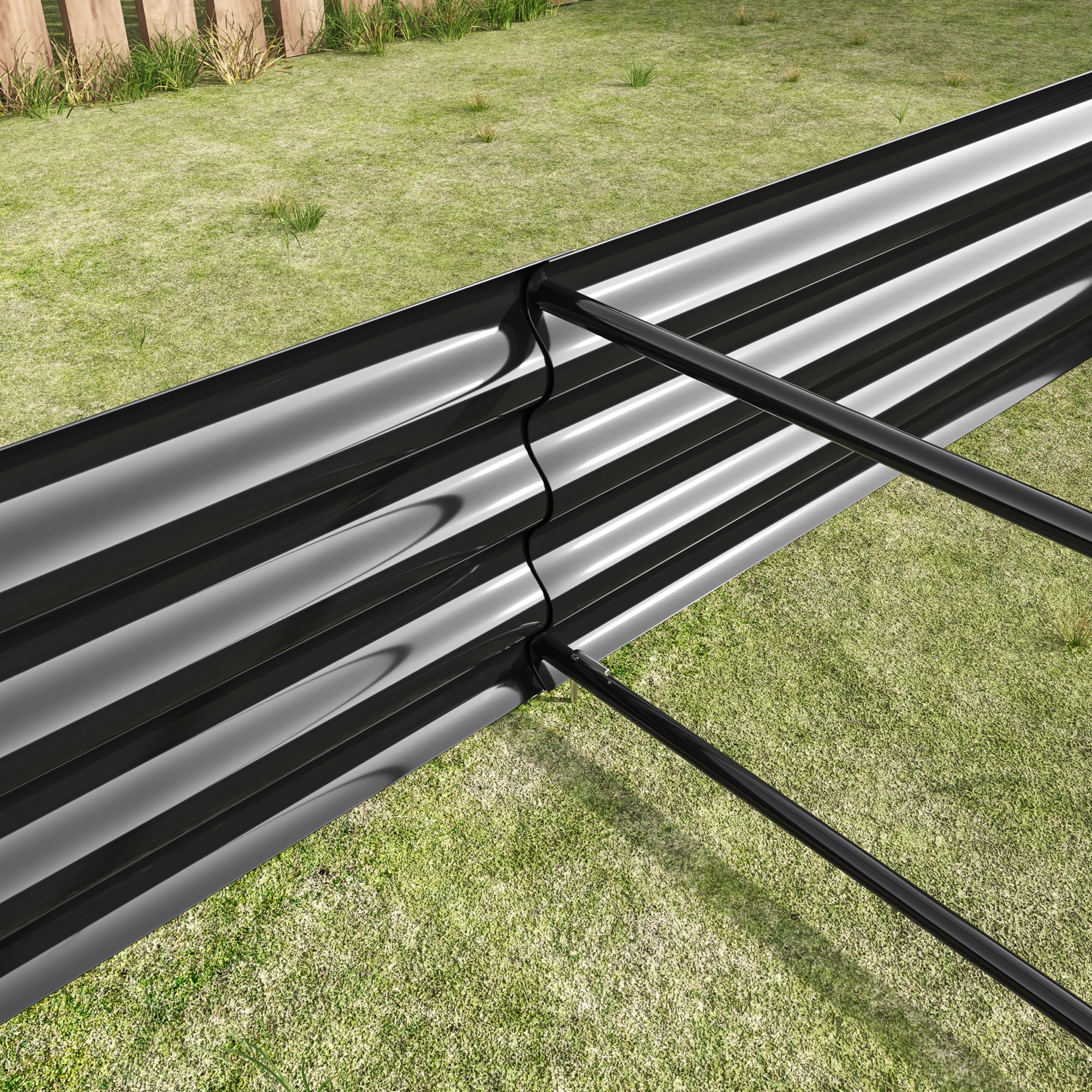 Set of 2 Black 8x4x1 Ft Metal Raised Garden Bed, Extra Large Rectangle Outdoor Planter Box for Vegetable Gardening, Heavy Duty Steel Raised Planter for Backyard Garden