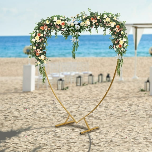 ChicHomey Heart Arch Rack,Multi-Purpose Heart-Shaped Golden Carbon Steel Arch Rack,for Wedding/Party/Garden Decor & Plant Support