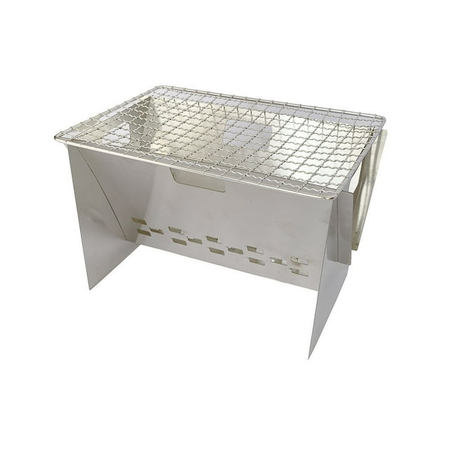 Generic Réchaud de Camping Portable en Acier Inoxydable - Barbecue Compact pour Aventures en Plein Air, Pique-Niques et Randonnées - Finition Argentée