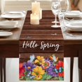 thumbnail image 3 of Table Runners 90 Inches Long Dress Scarves, Spring Flowers Farmhouse Coffee/Dining/Kitchen Table Runner for Living Room, Watercolor Farmhouse Colorful Wooden Grain 13x90 Inch, 3 of 9