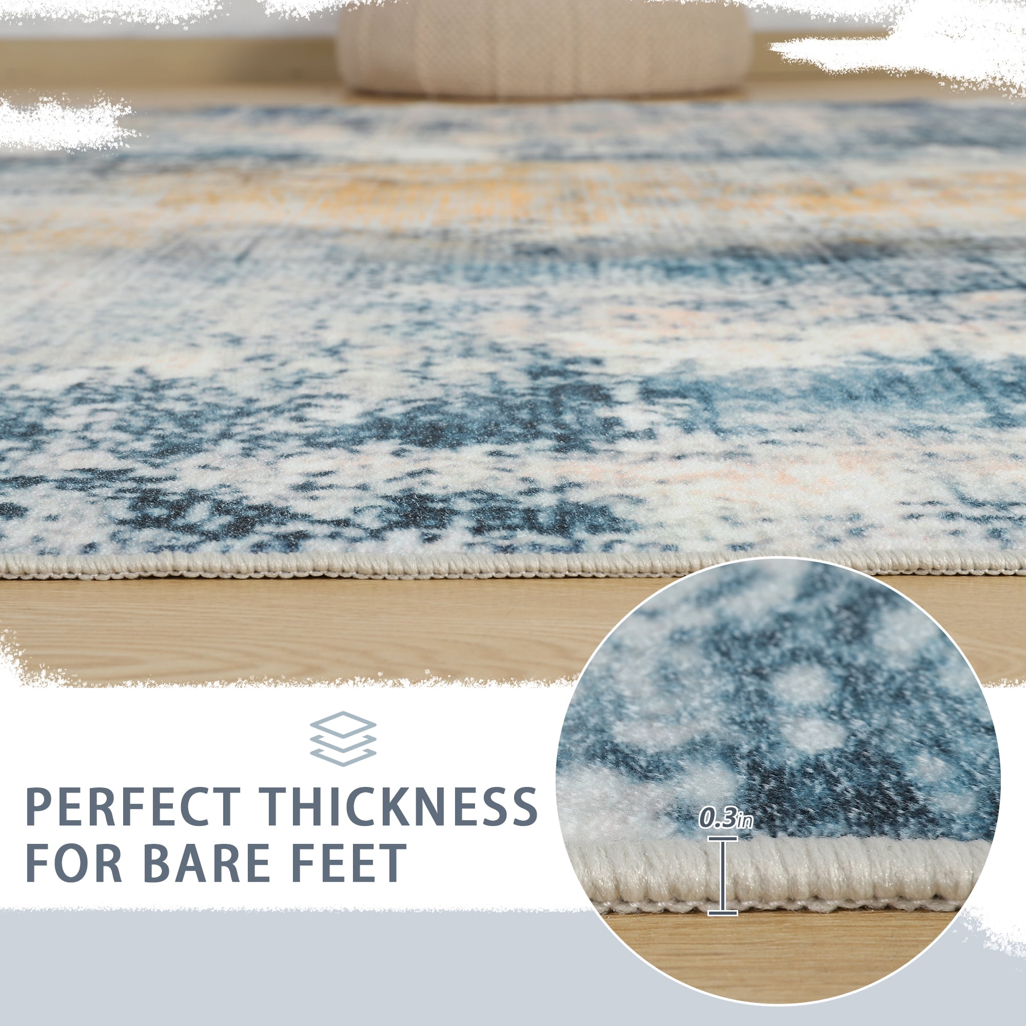 Cydiria Modern Abstract Fuzzy Faux Wool Area Rug,9' x 12', Blue