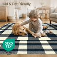 thumbnail image 4 of ODIKA 8'x10' Washable Area Rug Non-Shedding, Easy Care, Checkered Farmhouse Plaid Gingham Border Doormat Rag Layered Refined Structured for King Size Bedroom Under Bed, Master Suite, 4 of 7
