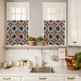 thumbnail image 3 of Brown Flower Curtain Valances Set Vintage Blue Color Blocks Abstract Modern Kitchen Curtains 24&nbsp;inch Length Rod Pocket Valance and Tiers 3 Piece Set Small Bedroom Bathroom Laundry Decor, 3 of 9