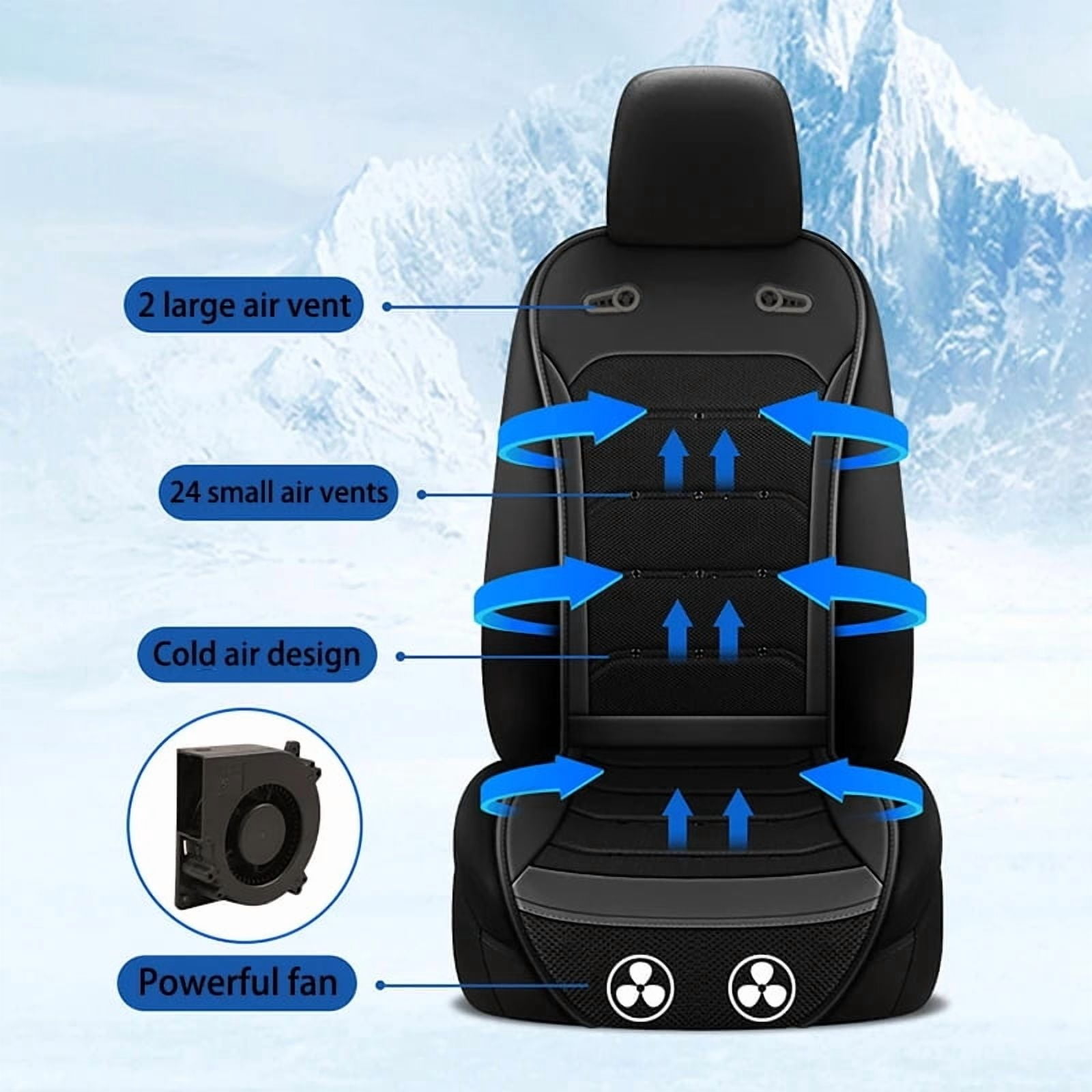 Cooling Car Seat Covers Front Seats, Black 12V Cooling Car Seat Cushions, Front Seat Covers for Cars SUV Universal