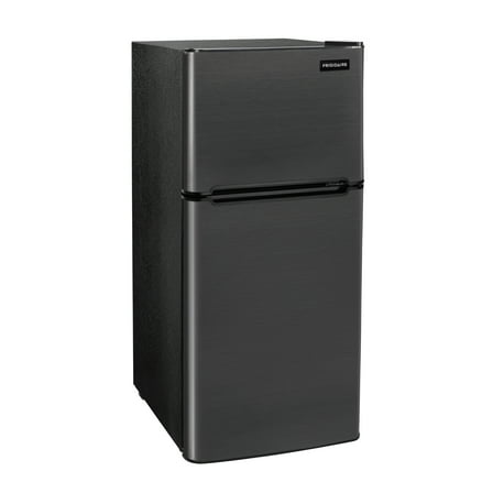 FRIGIDAIRE 4.5 Cu Ft, 2 Door Refrigerator With Freezer Capacity 1.35 Cu Ft, Manual Defrost Black Stainless Steel