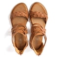 thumbnail image 4 of FAMITION Women's Gladiator Sandals Summer Flat Cross Strappy Sandals Trendy Roman Shoes with Zipper Brown, 4 of 7