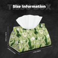 thumbnail image 2 of Leather Tissue Box Cover - Lotus Leaves Calla Lily Flowers Long PVC Tissue Box Holder for Dining Tables, Bedside Tables, Desks, Modern Tissue Holder Cover for Living Room, Office, Bedroom Decor, 2 of 8