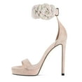 thumbnail image 2 of XYD Women Fashion Single Strap Open Toe Platform Sandals Flower Rhinestone Ankle with Buckle Stiletto High Heels Shoes Size 7 Blanched Almond, 2 of 4