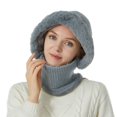 thumbnail image 3 of Women Fashion Warmer Multipurpose Plush Knitted Hat Ears Protection Cap Beanie Cap Face Cover Neck Caps GREY, 3 of 8