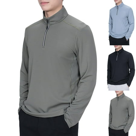 FAHUOMU Men s Long Sleeve Sun Shirts UPF 50+ Tees 1/4 Zip Up Fishing Running Rash Guard T-Shirts Outdoor Shirt