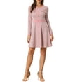 thumbnail image 2 of Vestido A-Line Elegante de Cuello Redondo con Botones para Mujeres INSPIRE CHIC en Cuadros Houndstooth L Rosa, 2 of 6