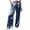 25# Dark Blue, variant on Palazzo Pants for Women Satin Wide Leg Plicated Silky Pull on Party Dress Casual Pant Trouser Dark Blue S