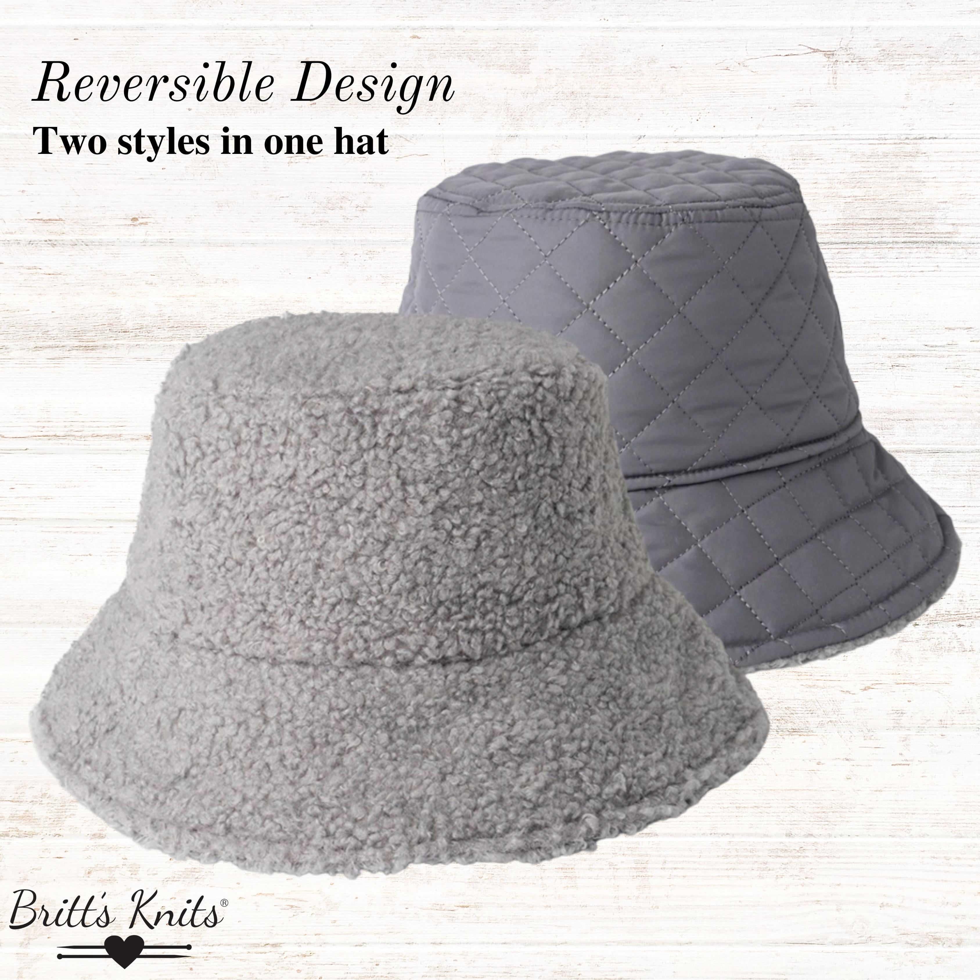 Britt’s Knits Apres Ski Reversible Faux Shearling Bucket Hat - Gray (Women's)