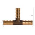 thumbnail image 4 of Brass T Piece 3 Way Fuel Hose Joiner Connector 8mm For Compressed Air Oil Gas Pipe, 4 of 7