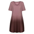 thumbnail image 4 of Womens Dresses Summer Casual Women O-Neck Short Sleeve Loose Retro Gradient Dress, 4 of 7