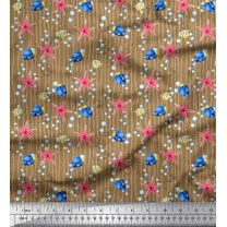 Soimoi Brown Poly Georgette Fabric Bubbles,Starfish & Tangfish Ocean Decor Fabric Printed Yard 42 Inch Wide
