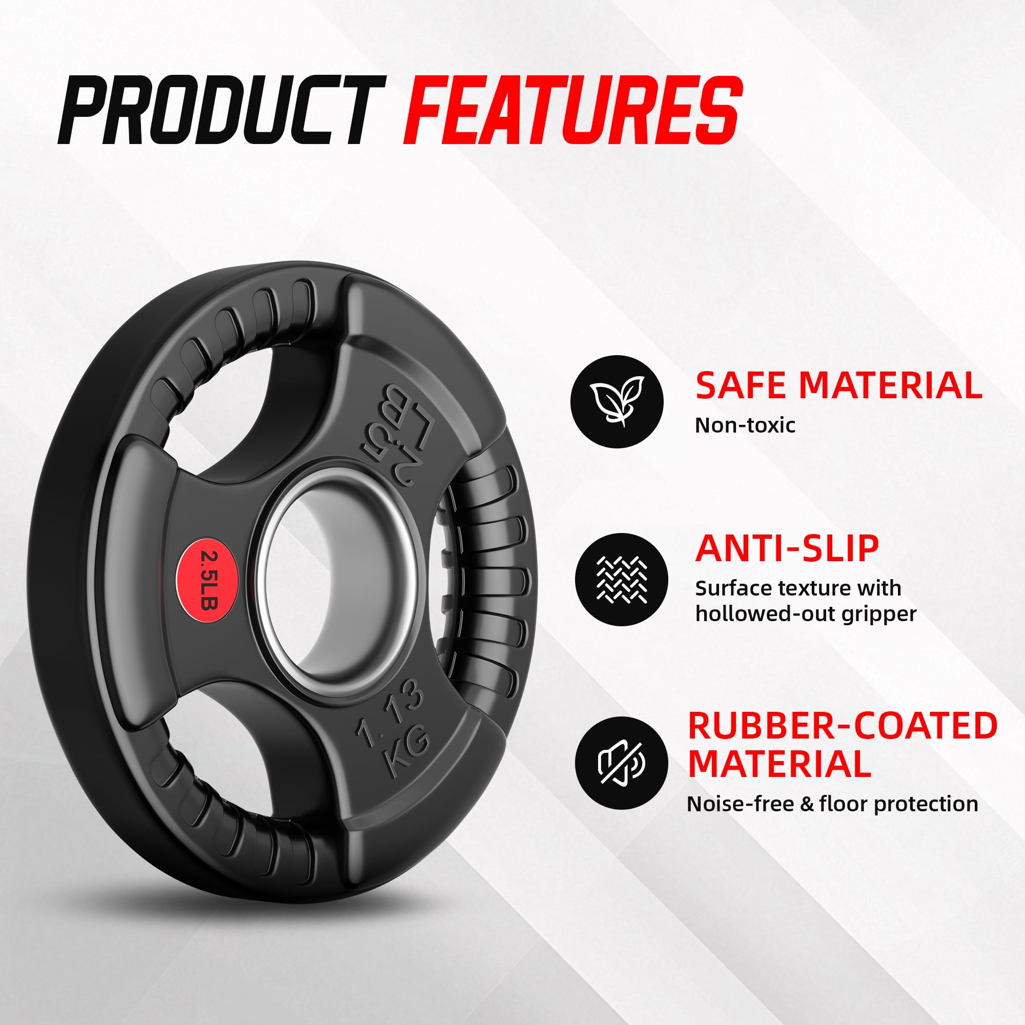 FlexWave 2-Inch Olympic Cast Iron Weight Plates，Multiple Sizes & Set Options, for Strength Training & Weightlifting