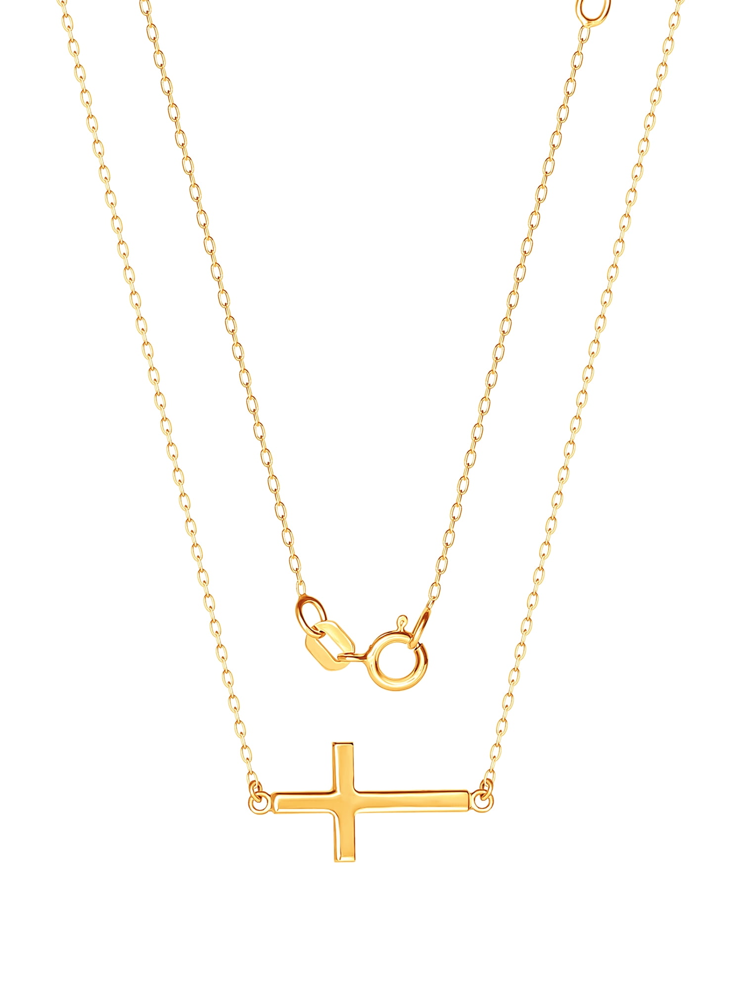 Brilliance Fine, Sterling Silver, 18kt Gold Plated, Women's Cross Pendant Necklace