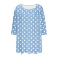 thumbnail image 4 of Besolor Womens 3/4 Length Sleeve Tops Polka Dots Crewneck Dressy Blouses Pleated Casual Plus Size Tunic Shirts, 4 of 6