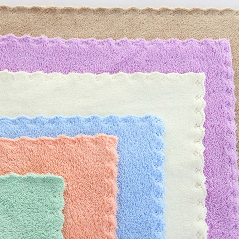 3 Pack Coral Fleece Hand Towels - Thick, Absorbent Kitchen Towels With Hanging Loop & Flower