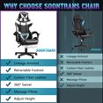 thumbnail image 6 of Huracan PU Leather Gaming Chair with Footrest & Lumbar, Adjustable Armrests/Headrest Computer Gamer Chair for Adults, Office/Game/Home,White, 6 of 7