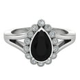 thumbnail image 4 of Minimalist 18K White Gold Engagement Ring Black Diamond Pear Shaped Center Bezel Halo 1.10 Carat Total Weight (G,SI), 4 of 5