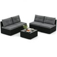 thumbnail image 2 of Costway 5 Piece Outdoor Furniture Set with Seat & Back Cushions  Tempered Glass Tabletop Gray, 2 of 10