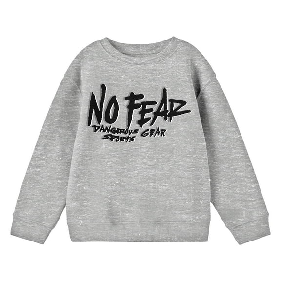 No Fear Floating Flame Graphic Crew Neck Long Sleeve Athletic Heather Youth Sweatshirt-Medium