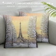 thumbnail image 3 of COMIO  Winter Duvet Cover Set, Image of Stormy Winter Day in Idyllic Paris Streets Eiffel Tower Europe Scenery, Decorative  Bedding Set with  Pillow Shams, King Size, Pink White, 3 of 5