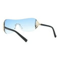 thumbnail image 3 of Women's Rimless Shield Sunglasses Rhinestones Sides UV400 Blue, 3 of 4