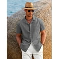 thumbnail image 5 of COOFANDY Men Button Down Shirt Beach Linen Shirts Summer Hawaiian Shirts Cuban Collar Shirts Short Sleeve Button Down Shirts, 5 of 8