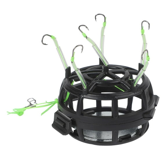 DAMIFU New String Hook Fishing Bait Cage 6 Hook Carbon Steel Line Group Feeder Sinker Bait Shape Fishing Spring Bait Cage Fishing Hooks