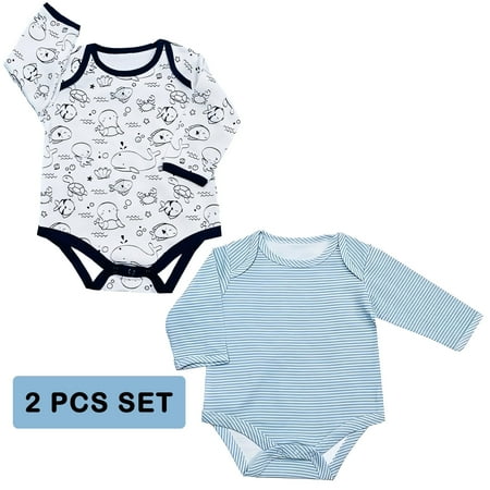 Baby Bright Newborn Essentials Must Have newborn stuff – Going Home Outfit Newborn Bodysuits Preemie Bodysuits Gift for newborn Baby Shower Gift 2-Pcs Blue Aqua