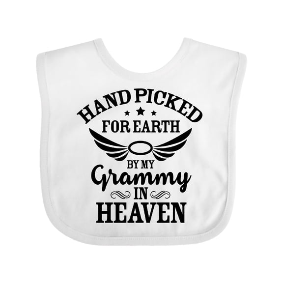 Inktastic Handpicked for Earth by My Grammy in Heaven with Angel Wings Boys or Girls Baby Bib
