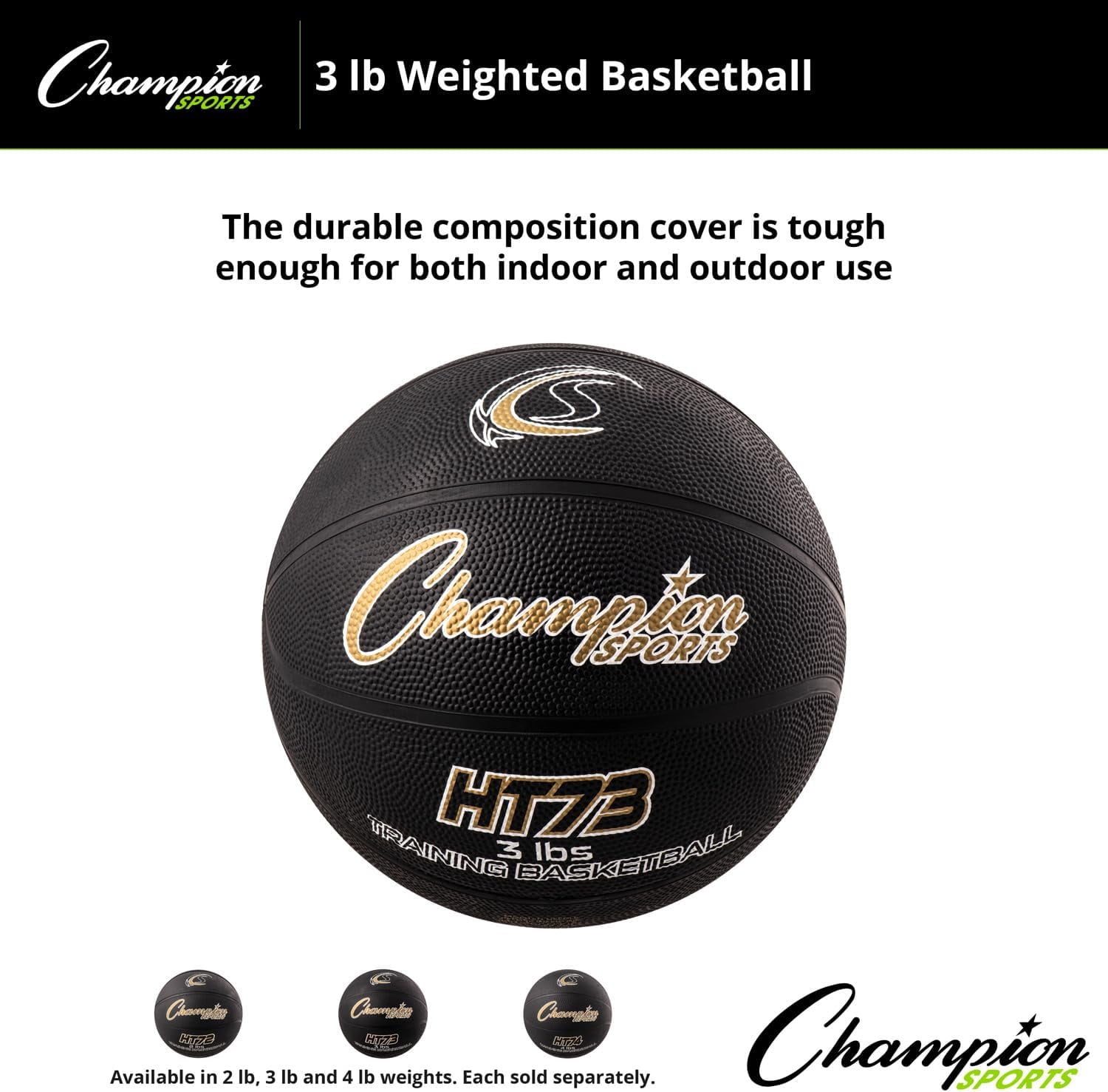 Champion Sports Weighted Basketball Trainer, Official (Size 7 - 29.5") - 3 lbs , Black