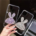 thumbnail image 4 of for iPhone 12 Pro Max Clear Case for Women, Glitter Shiny Crystal Diamond Rabbit Bunny Cover Shell Fashion Luxury Case with TPU Slim Transparent Protective Bling Girly Rhinestone Case White, 4 of 10