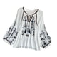 thumbnail image 5 of Blusa bordada para mujer, cómoda, informal, elegante, con mangas globo Blanco, 5 of 9